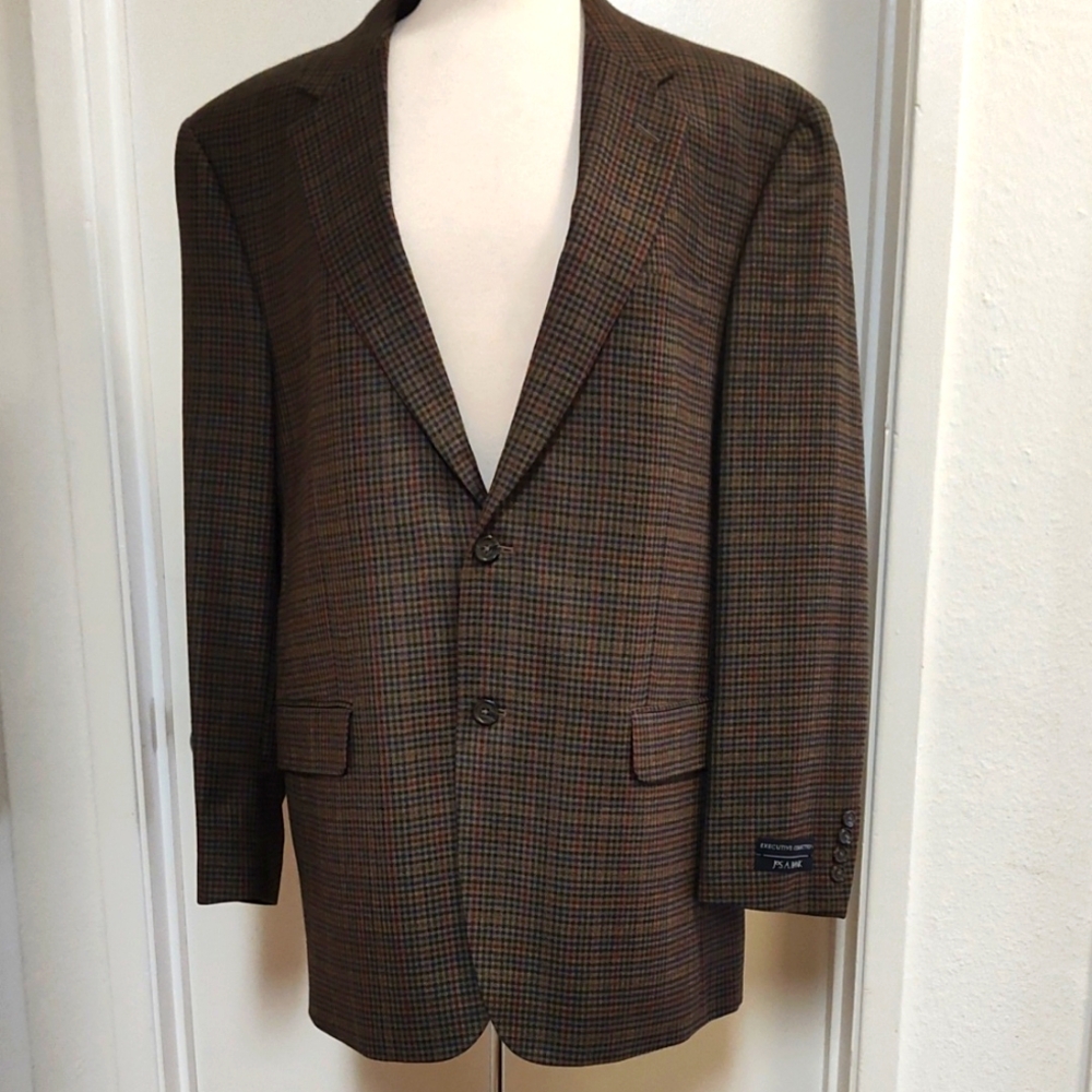 NWT JoS. A. Bank Men's Brown Multi Plaid Jacket Size 44R